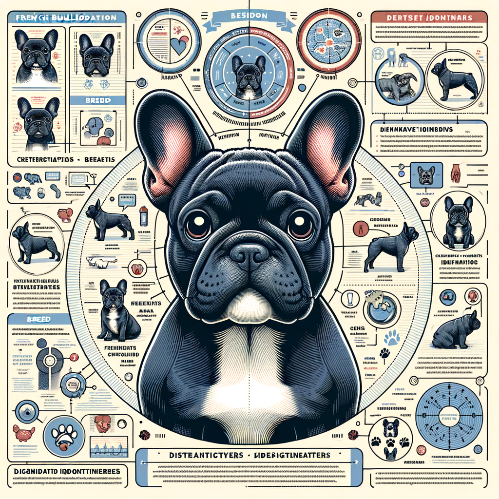 Infographic detailing French Bulldog characteristics, breed information, and standards for understanding and identifying key traits and appearance details in the French Bulldog breed guide.