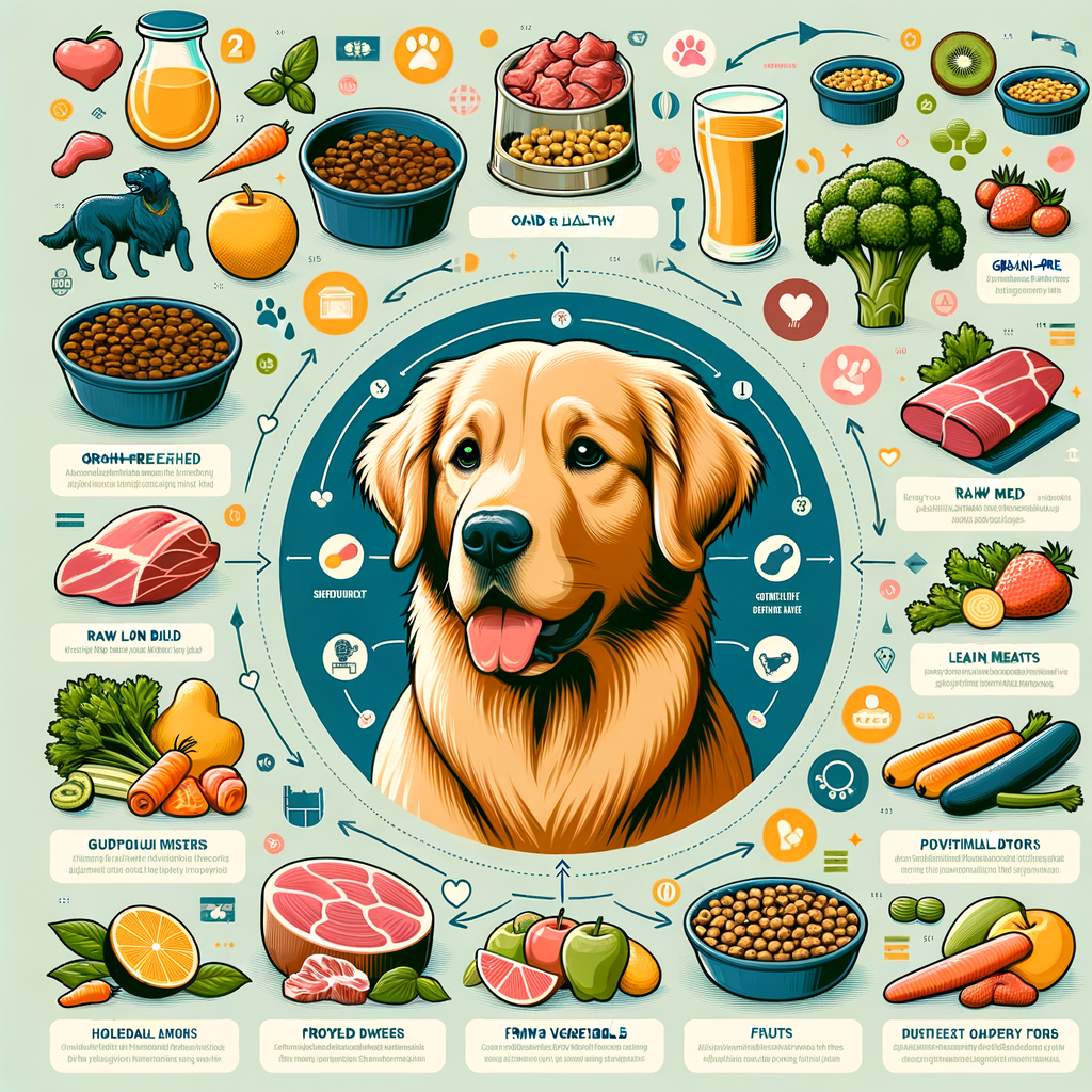 Infographic illustrating Golden Retriever nutrition nuggets, highlighting a balanced diet plan and best food options for fueling Golden Retriever health and promoting a healthy life.