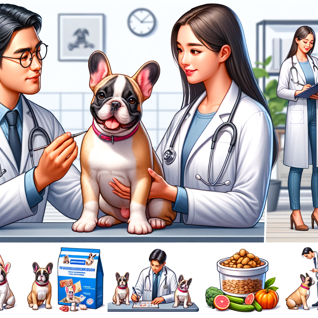 Veterinarian demonstrating French Bulldog care guide including health care, grooming, balanced diet, and training tips for first-time French Bulldog owners.