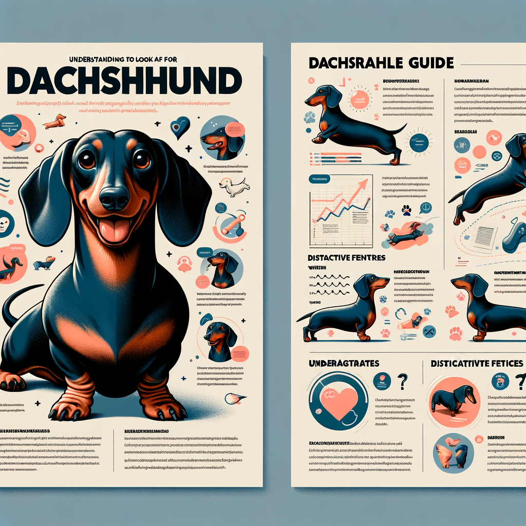 Dachshund showcasing personality with infographics on breed information, characteristics, and behavior, along with a sausage dog care guide for understanding and caring for Dachshunds.