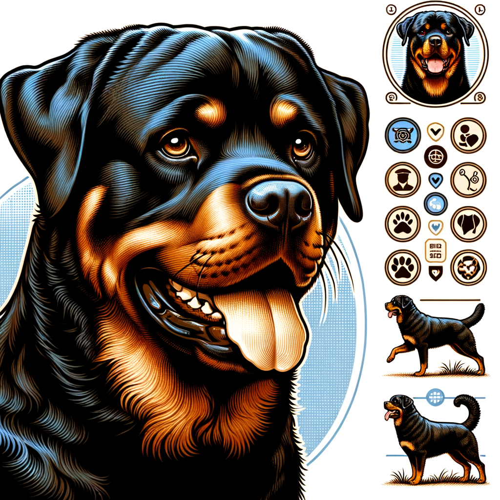 Rottweiler loyalty and behavior illustration showcasing key Rottweiler traits, characteristics, training, and breed information for understanding Rottweilers and their personality traits in Rottweiler revelations article.