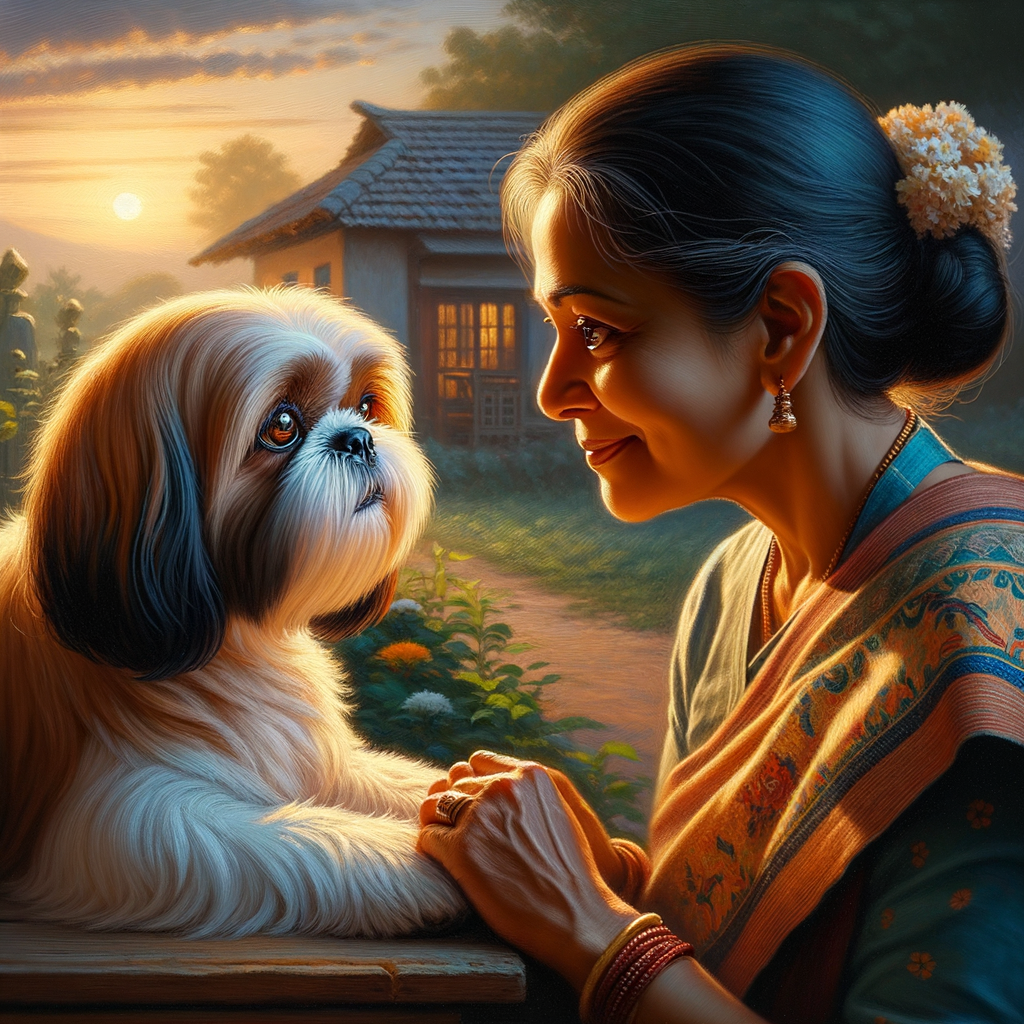Shih Tzu dog showing love and loyalty to its owner, embodying heartwarming Shih Tzu stories and companionship in a perfect example of the breed's loyalty.
