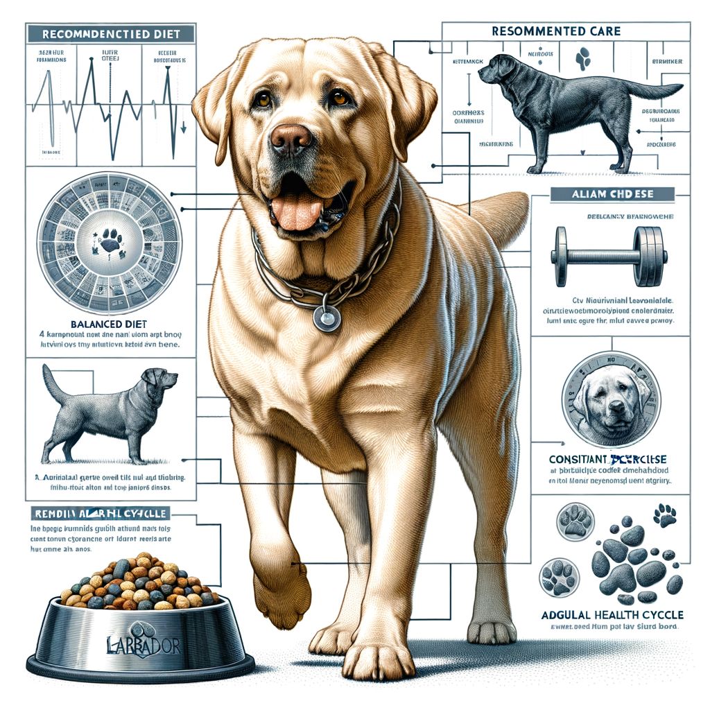 Healthy Labrador Retriever showcasing its characteristics and behavior, with visual cues on training, diet, health issues, lifespan, and why it's America's favorite dog for a comprehensive Labrador Retriever care guide.