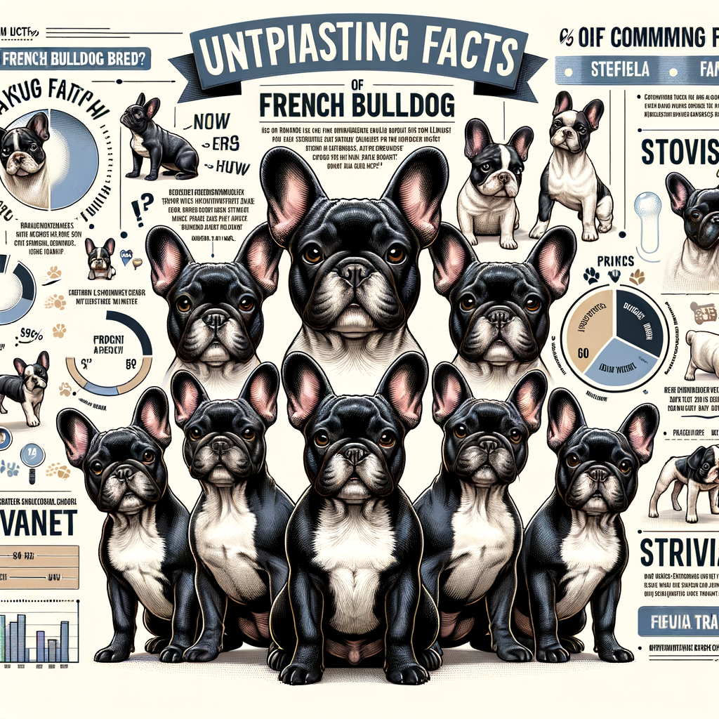 Infographic of French Bulldog facts and history, showcasing unique traits and surprising facts about French Bulldogs, including trivia questions highlighting unusual French Bulldog breed information.